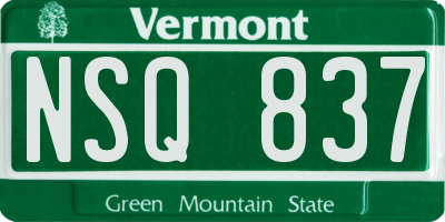VT license plate NSQ837