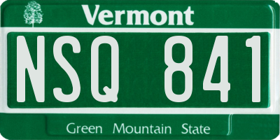 VT license plate NSQ841