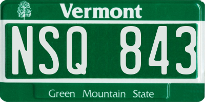 VT license plate NSQ843