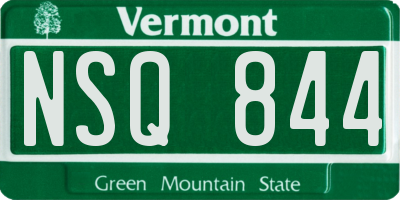 VT license plate NSQ844