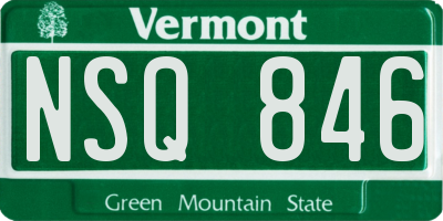 VT license plate NSQ846
