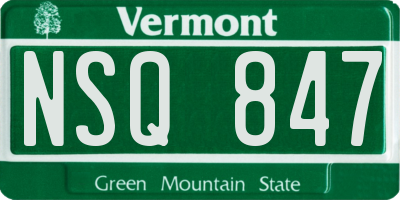 VT license plate NSQ847