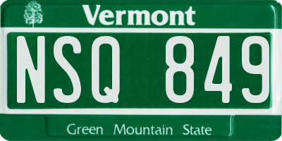 VT license plate NSQ849