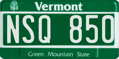 VT license plate NSQ850