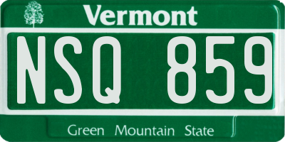 VT license plate NSQ859