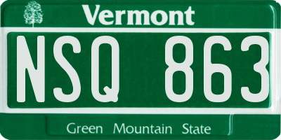 VT license plate NSQ863