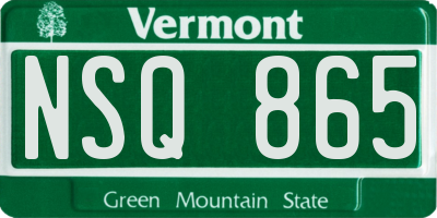 VT license plate NSQ865