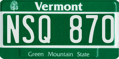 VT license plate NSQ870