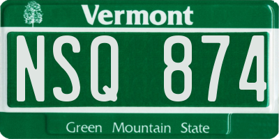 VT license plate NSQ874
