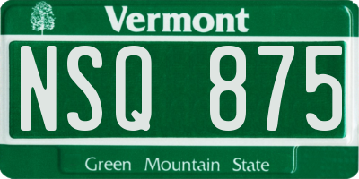 VT license plate NSQ875