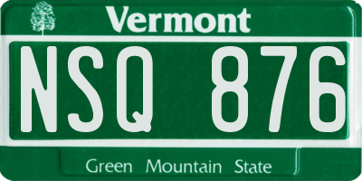 VT license plate NSQ876