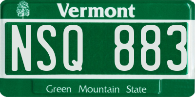 VT license plate NSQ883