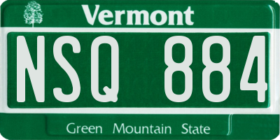VT license plate NSQ884