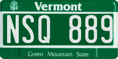 VT license plate NSQ889