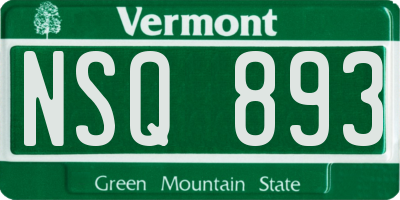 VT license plate NSQ893