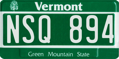 VT license plate NSQ894