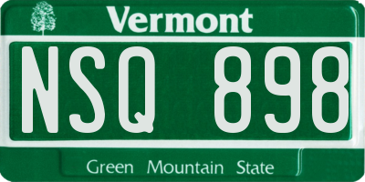 VT license plate NSQ898