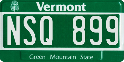 VT license plate NSQ899