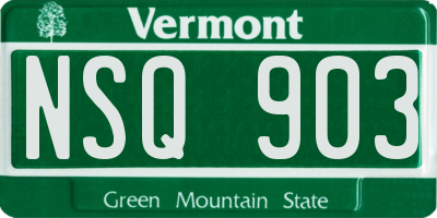 VT license plate NSQ903