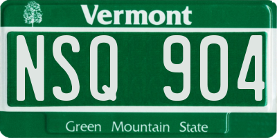 VT license plate NSQ904