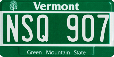 VT license plate NSQ907