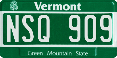 VT license plate NSQ909