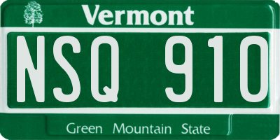 VT license plate NSQ910