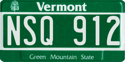 VT license plate NSQ912