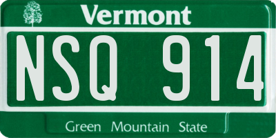 VT license plate NSQ914