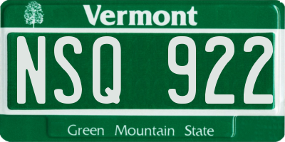 VT license plate NSQ922