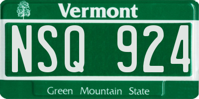 VT license plate NSQ924