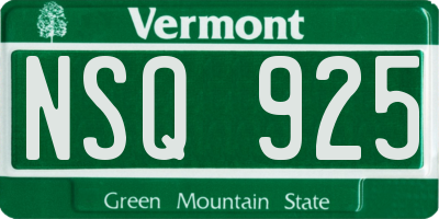 VT license plate NSQ925