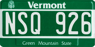 VT license plate NSQ926