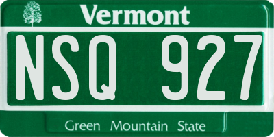 VT license plate NSQ927
