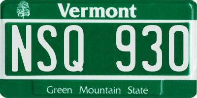 VT license plate NSQ930