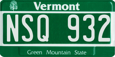 VT license plate NSQ932