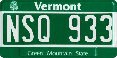 VT license plate NSQ933