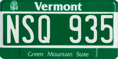 VT license plate NSQ935