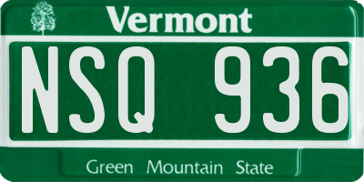 VT license plate NSQ936