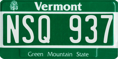VT license plate NSQ937