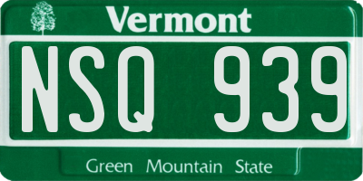 VT license plate NSQ939