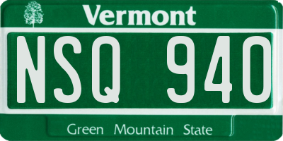 VT license plate NSQ940