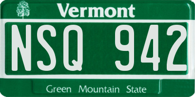 VT license plate NSQ942