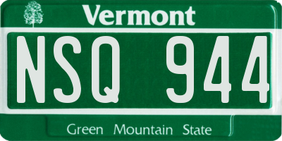 VT license plate NSQ944