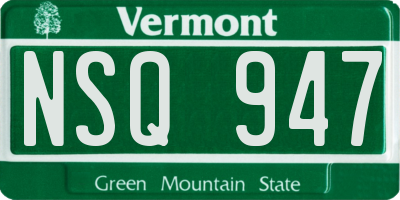 VT license plate NSQ947