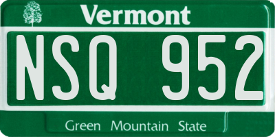 VT license plate NSQ952