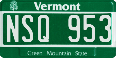 VT license plate NSQ953