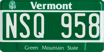 VT license plate NSQ958