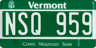 VT license plate NSQ959