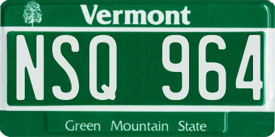 VT license plate NSQ964